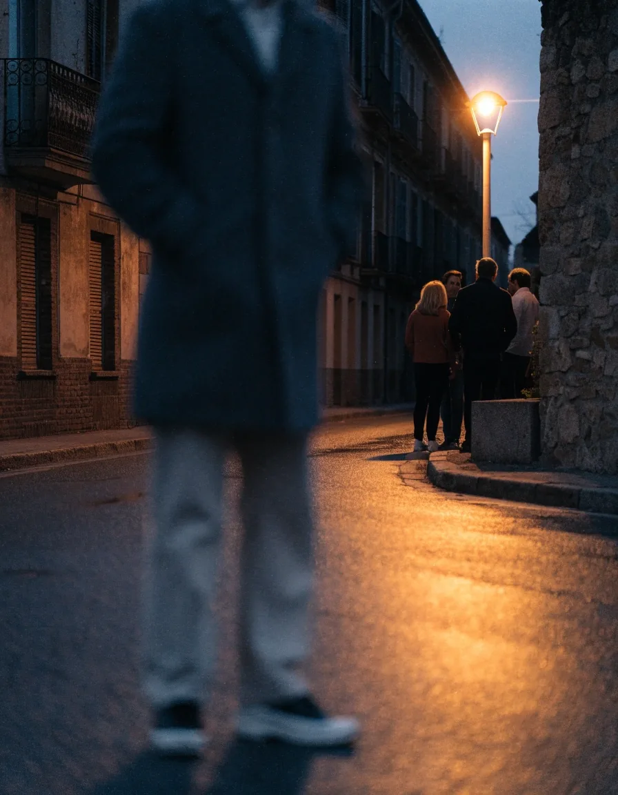 Testigo siendo entrevistado al atardecer en una calle de la ciudad